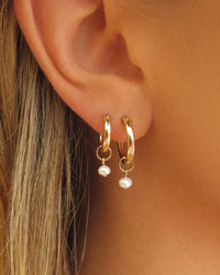 Freshwater Pearl Thick Hoop Earrings - 14k Gold-Filled - Waterproof & Tarnish-Resistant | The Littl