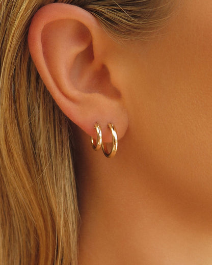 Thick Gold Hoop Earrings - 14k Gold-Filled - Hypoallergenic & Waterproof | The Littl