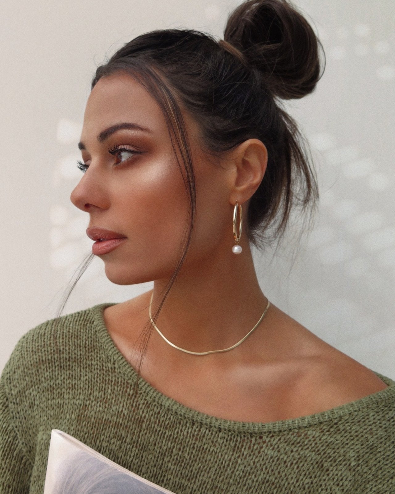 THIN SNAKE NECKLACE- 14k Yellow Gold - The Littl - 36.5cm (14 inches) -