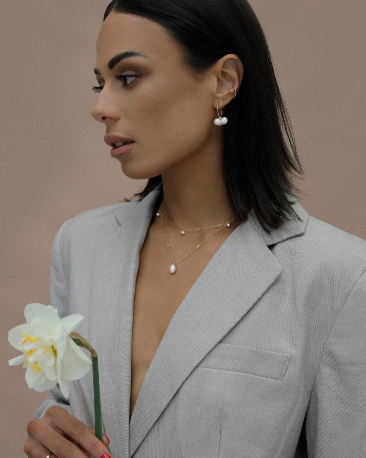 TRIPLE FRESHWATER PEARL NECKLACE- 14k Gold - The Littl - 14k Yellow Gold Fill - Deluxe Chain