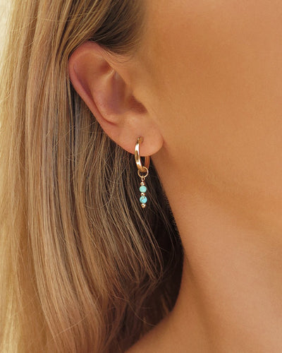 Turquoise Bar Thick Hoop Earrings - 14k Gold-Filled - Waterproof & Tarnish-Resistant | The Littl